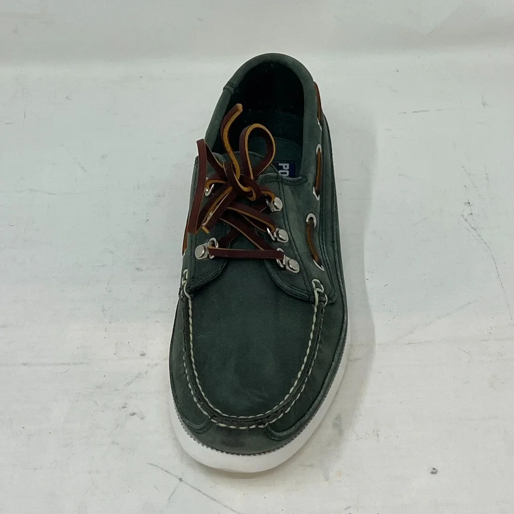 Polo Sport‎ Ralph Lauren Boat Shoes Loden Leather Moc Toe Green Men's 8D VTG NEW
